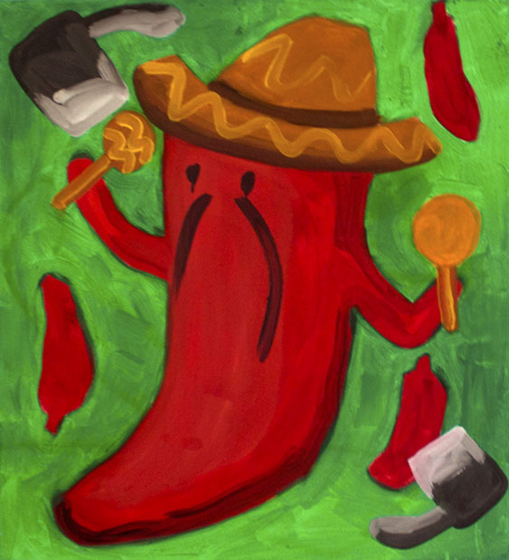 M-axe-ico, 55x50, olie op canvas, 2016, Liselot Veenendaal
